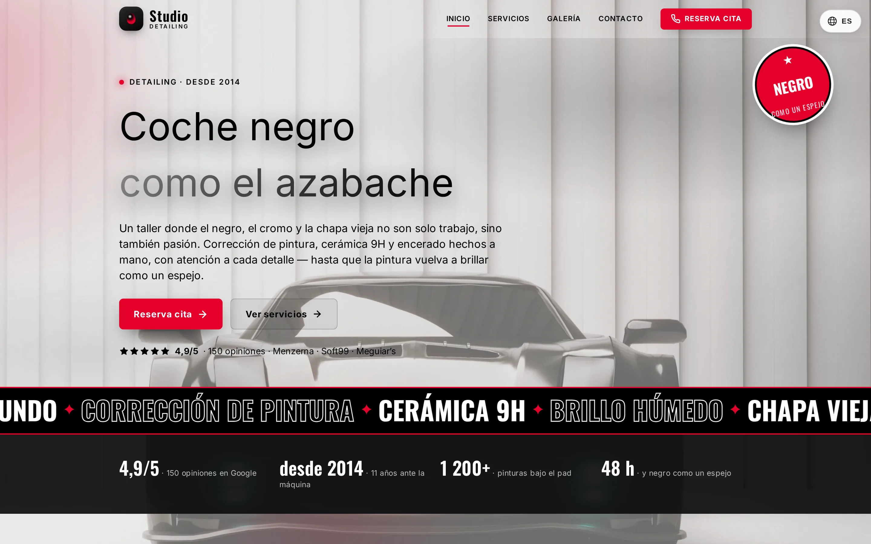 Captura de pantalla de la web Studio Detailing