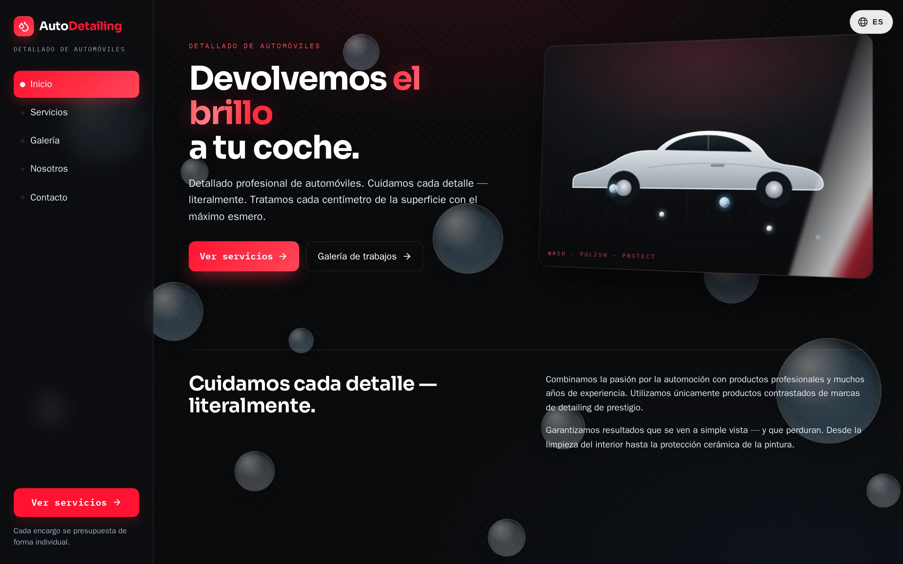 Captura de pantalla del sitio AutoDetailing