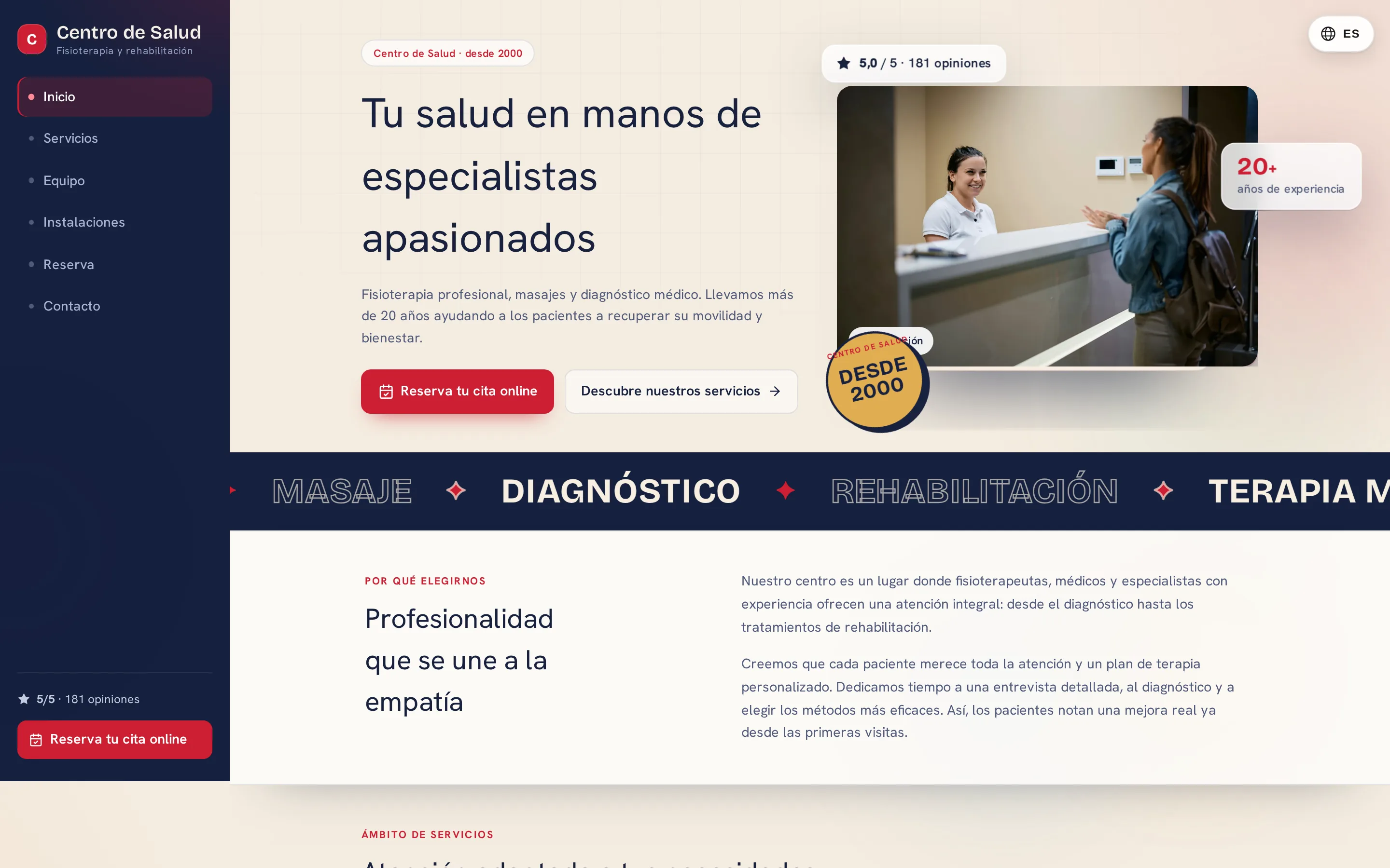 Zrzut ekranu strony Centro de Salud