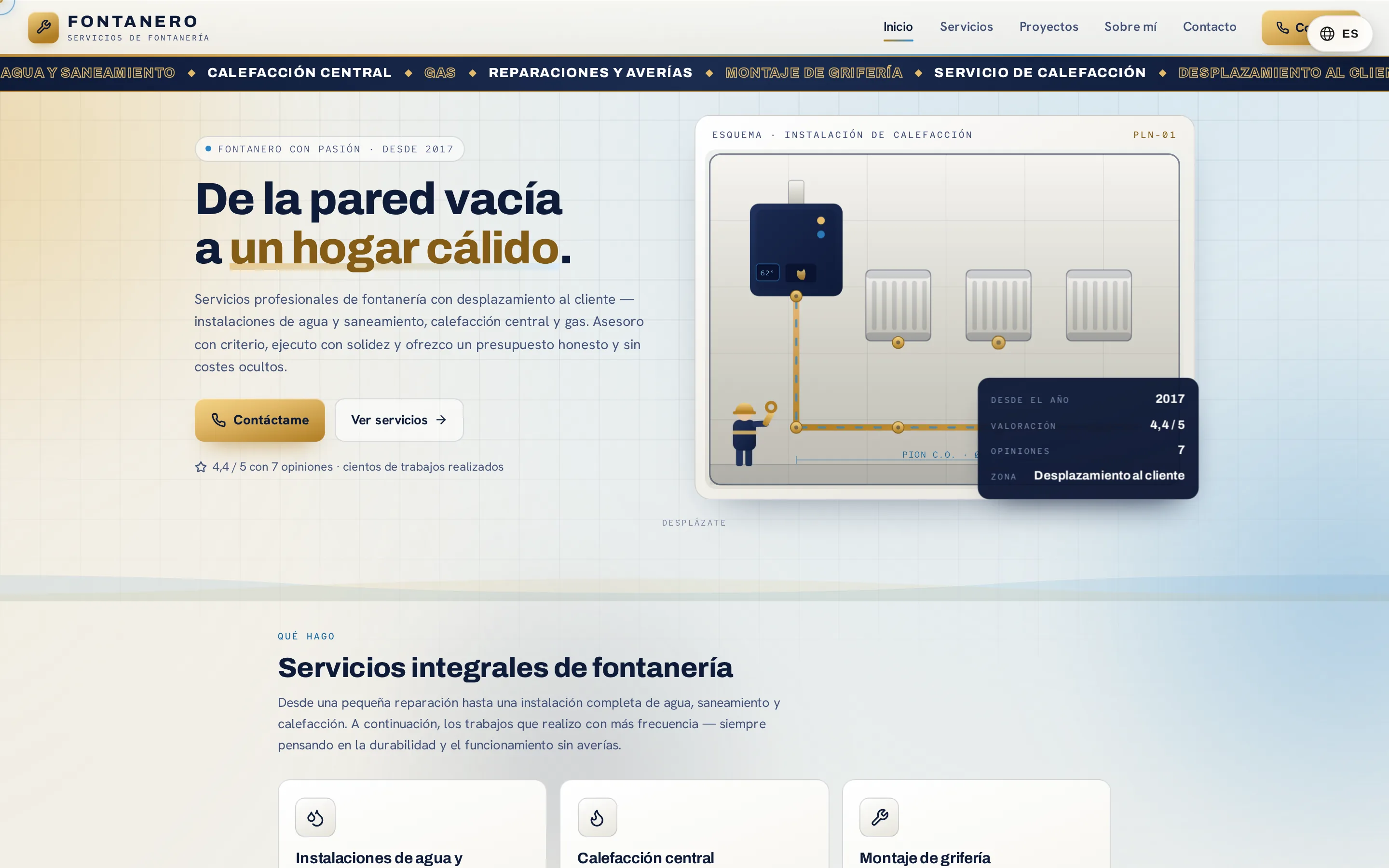 Zrzut ekranu strony Servicios de Fontanería