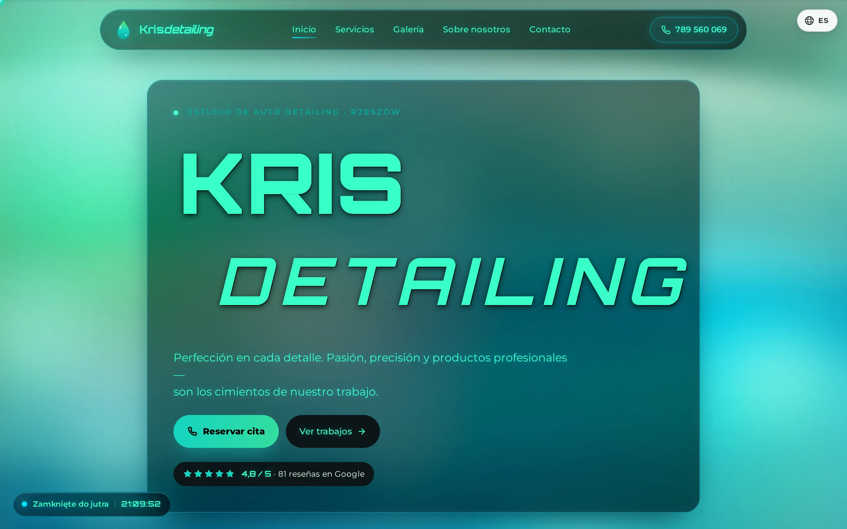 Captura de pantalla de la web Kris Detailing
