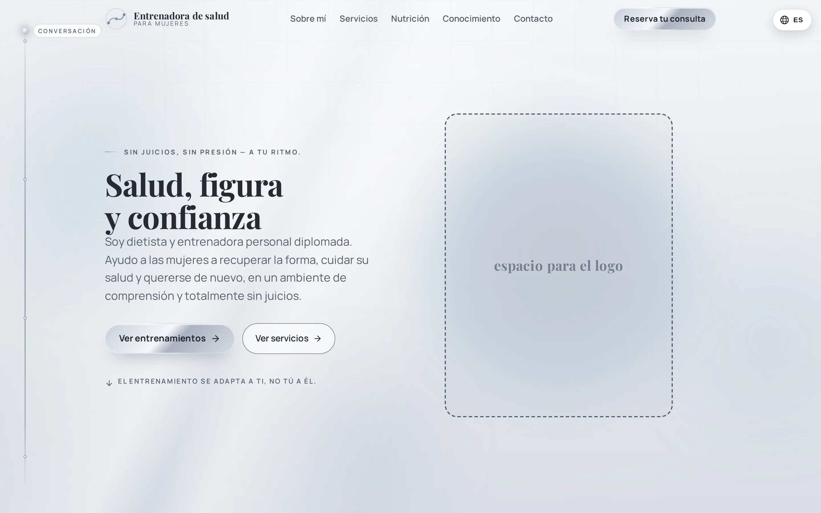 Zrzut ekranu strony Entrenadora de salud para mujeres