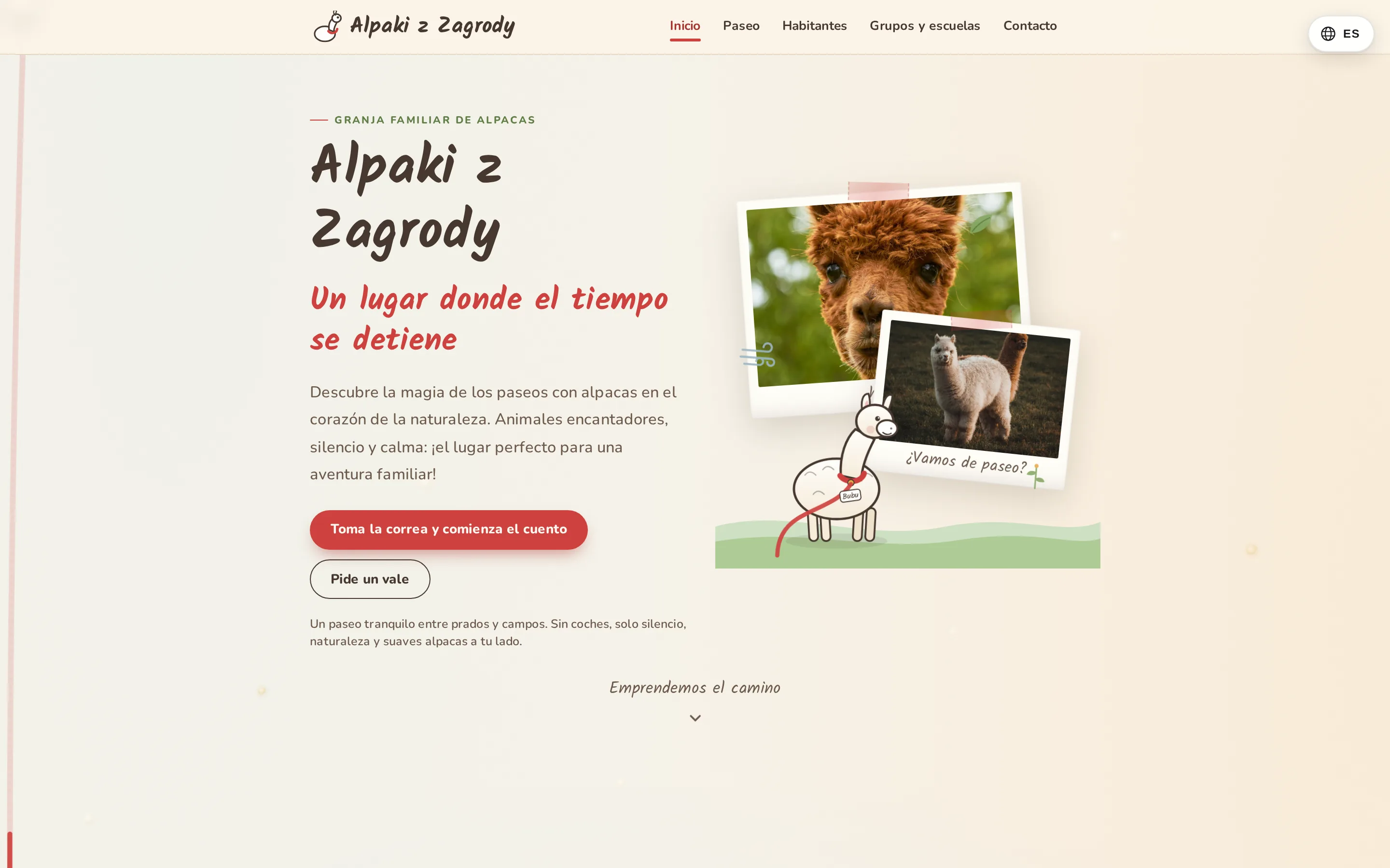 Zrzut ekranu strony Alpacas de la Granja