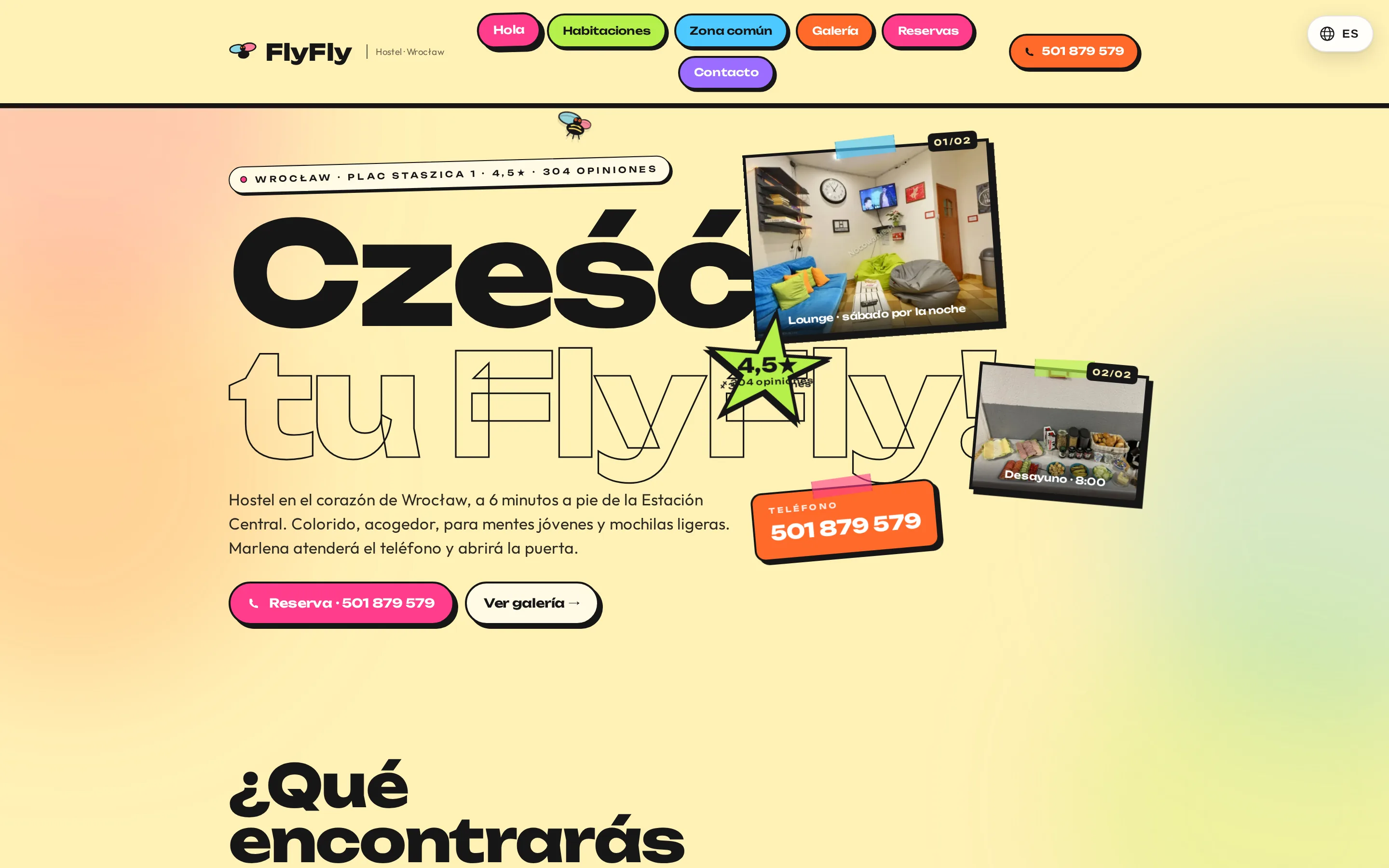 Captura de pantalla de la web FlyFly Hostel