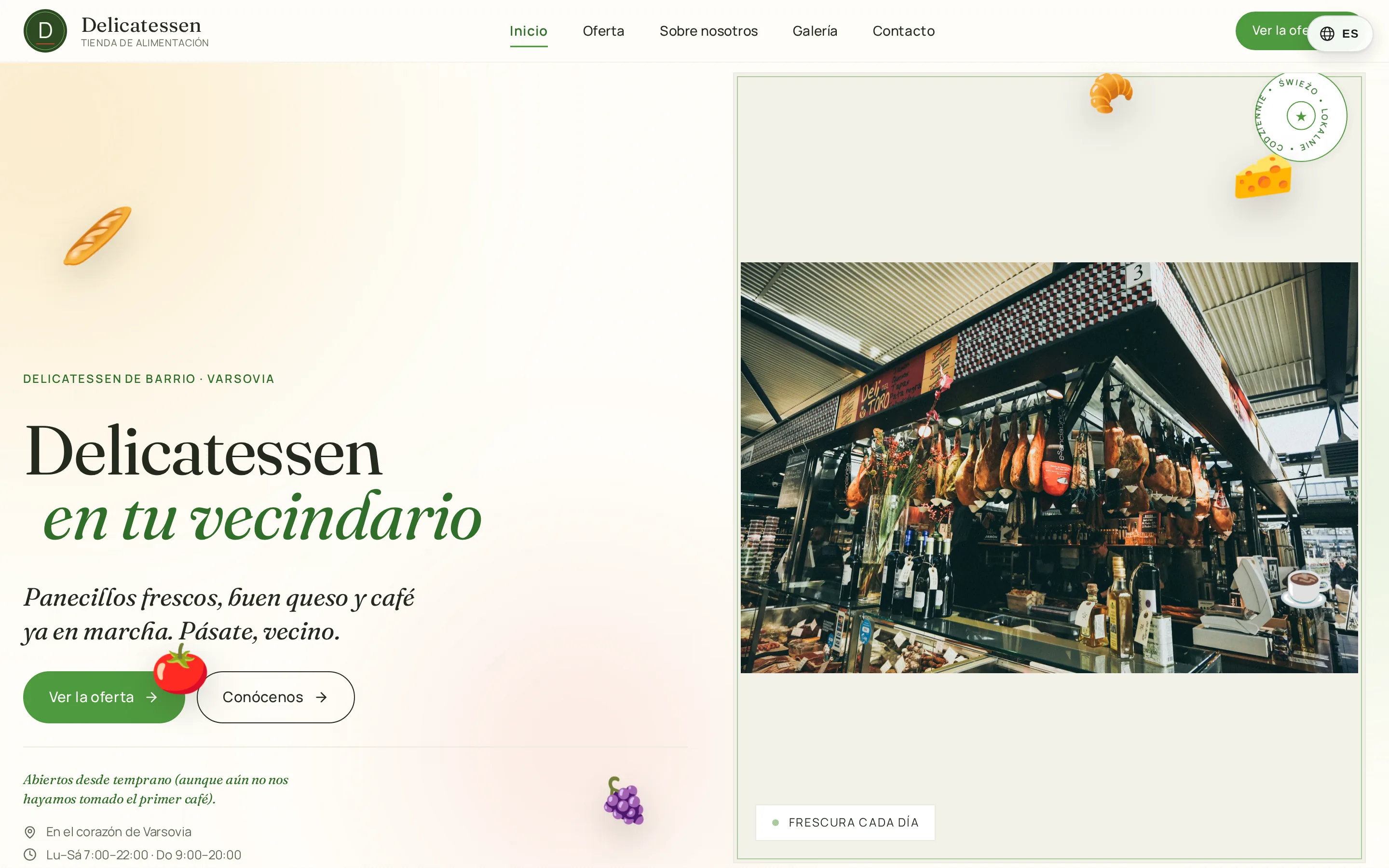 Zrzut ekranu strony Delicatessen del vecino