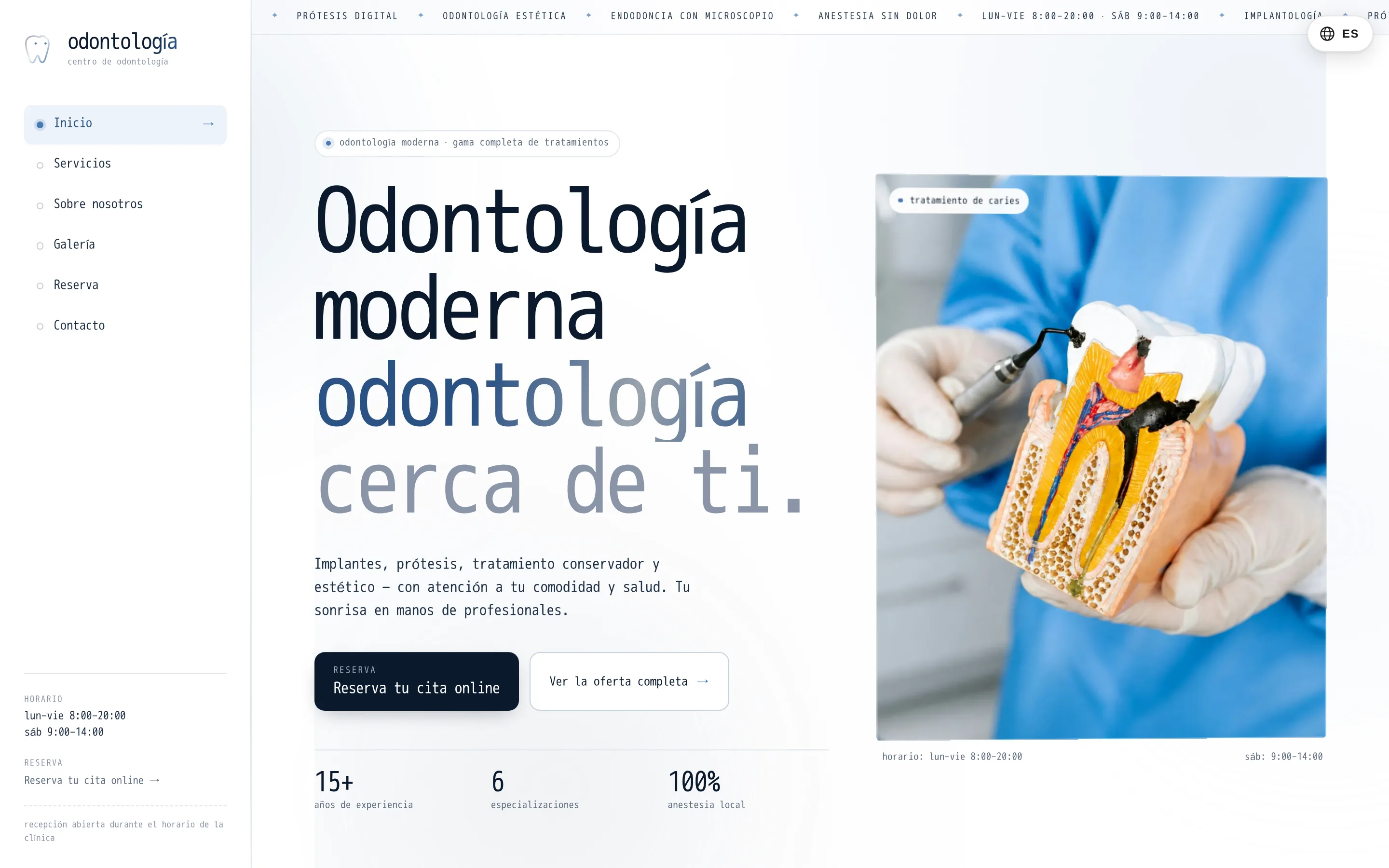Zrzut ekranu strony Centro de Odontología