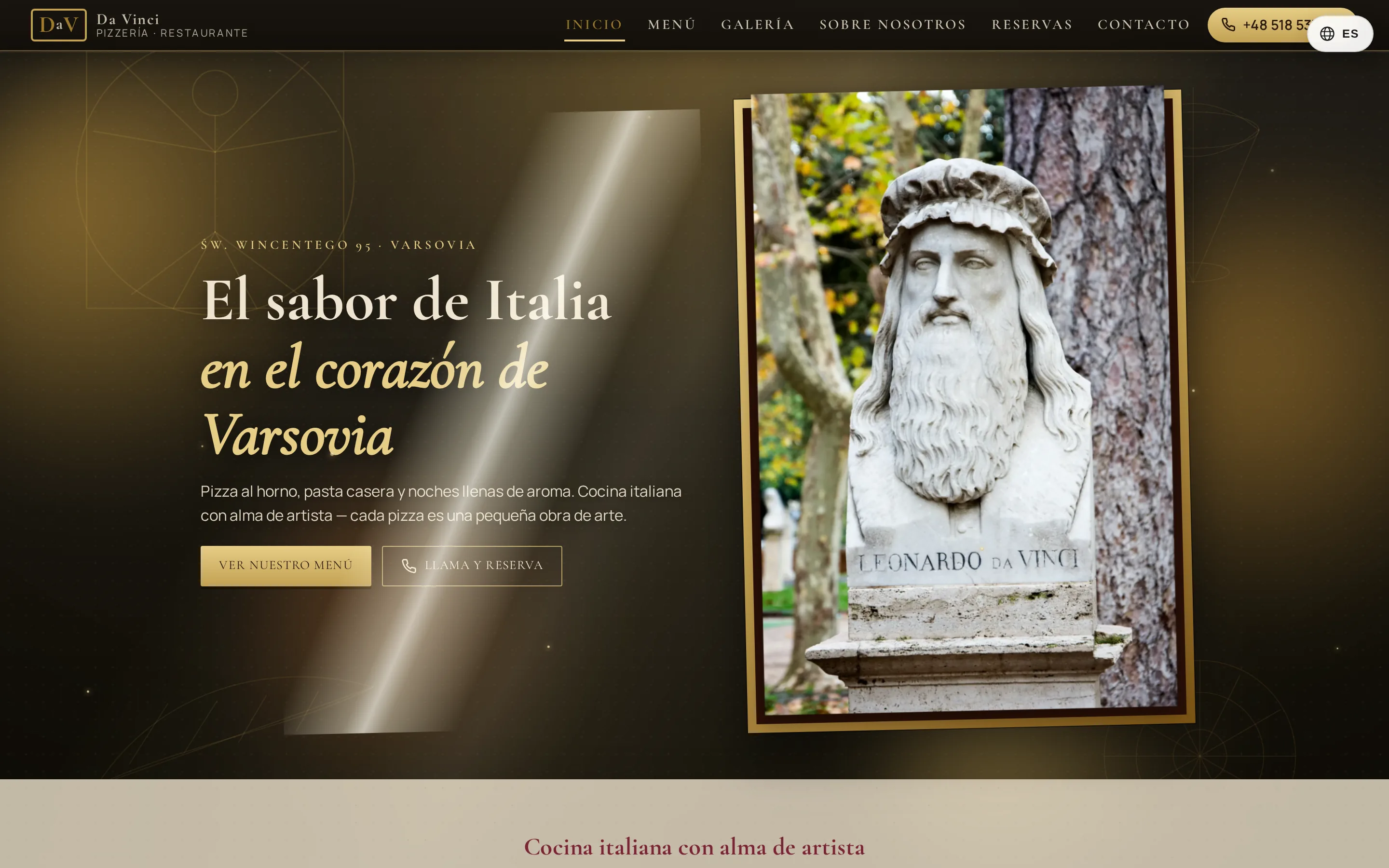Captura de pantalla de la web Da Vinci