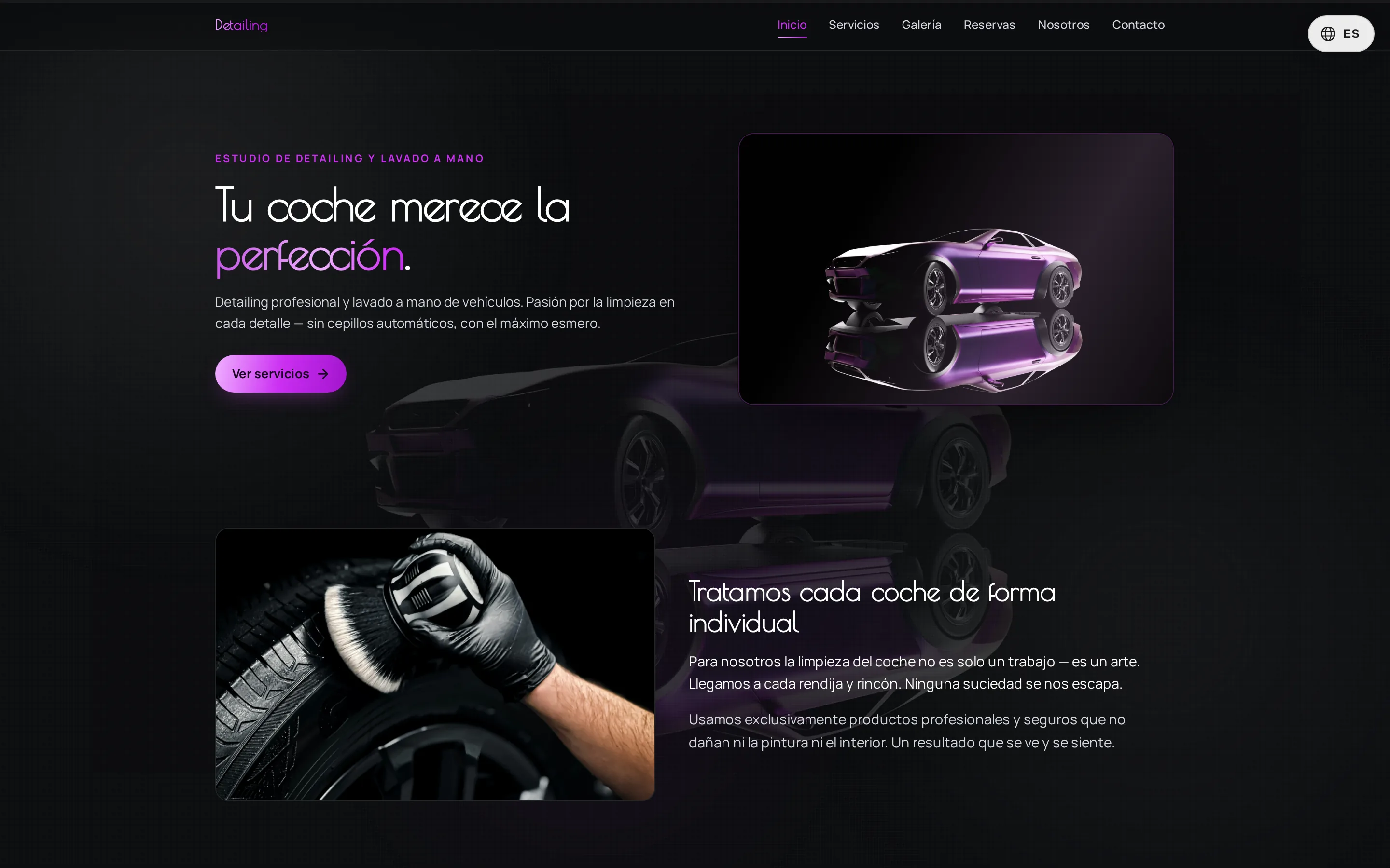 Captura de pantalla del sitio Detailing Studio