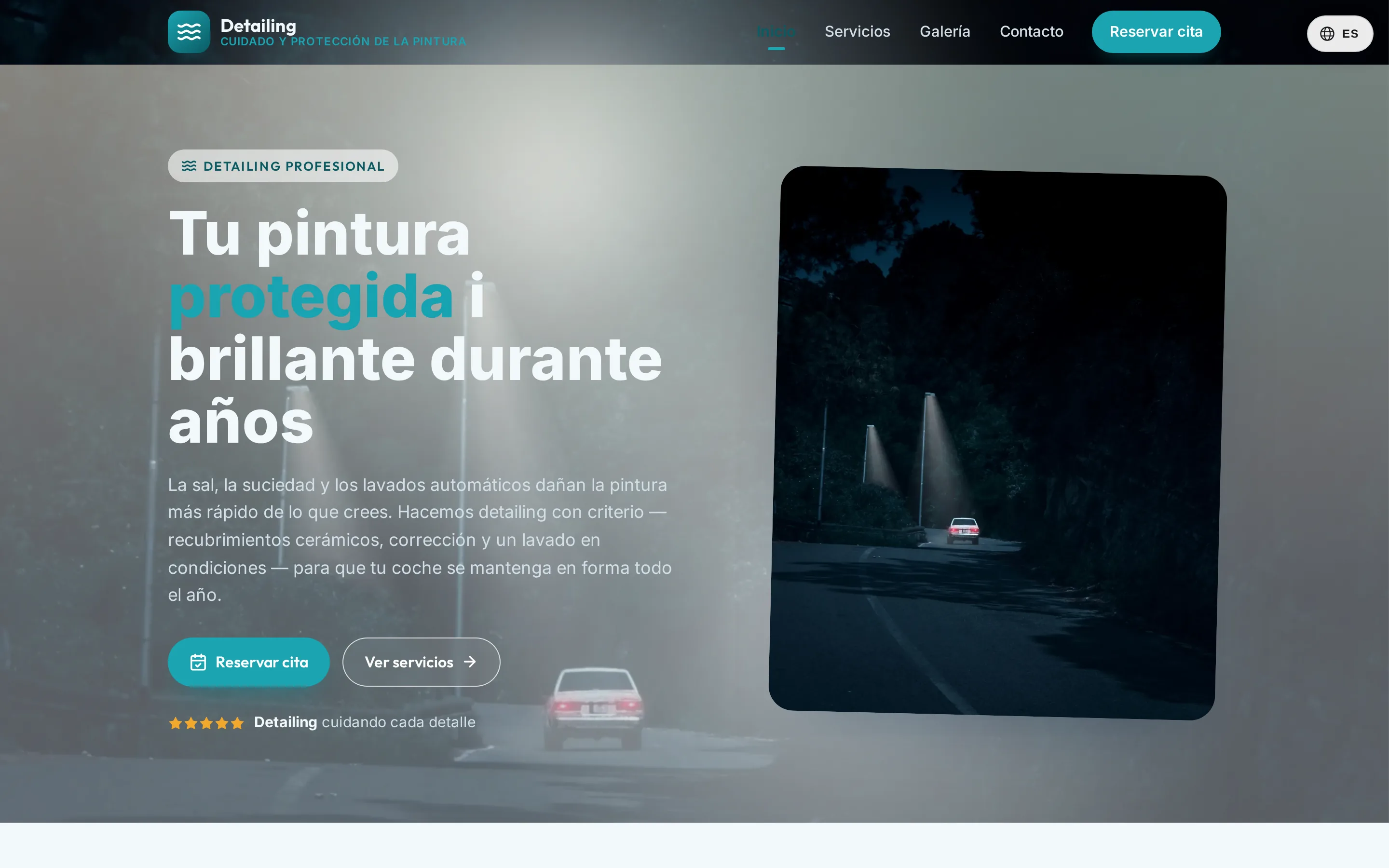 Captura de pantalla de la web B-Detailing