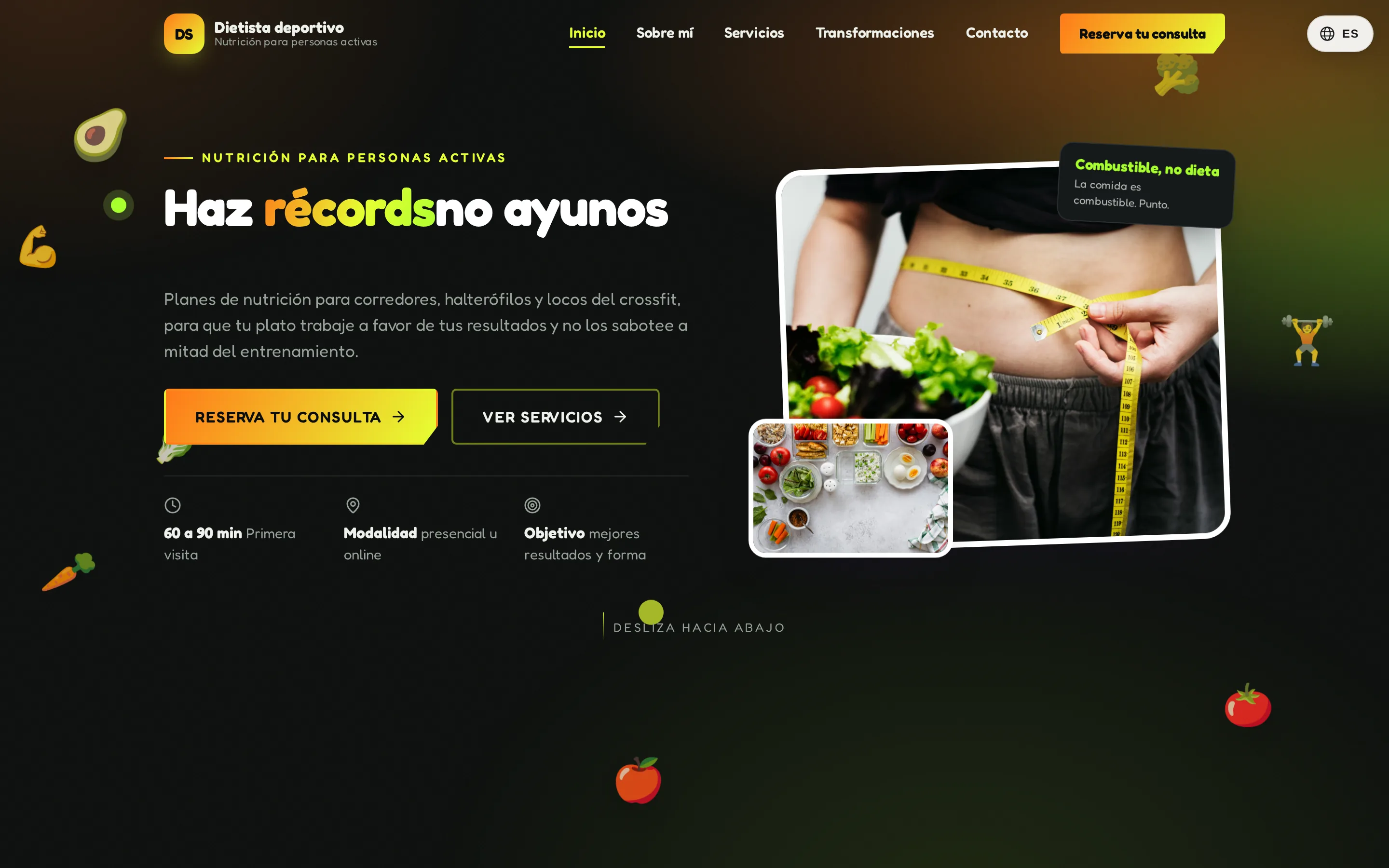 Zrzut ekranu strony Nutricionista deportivo
