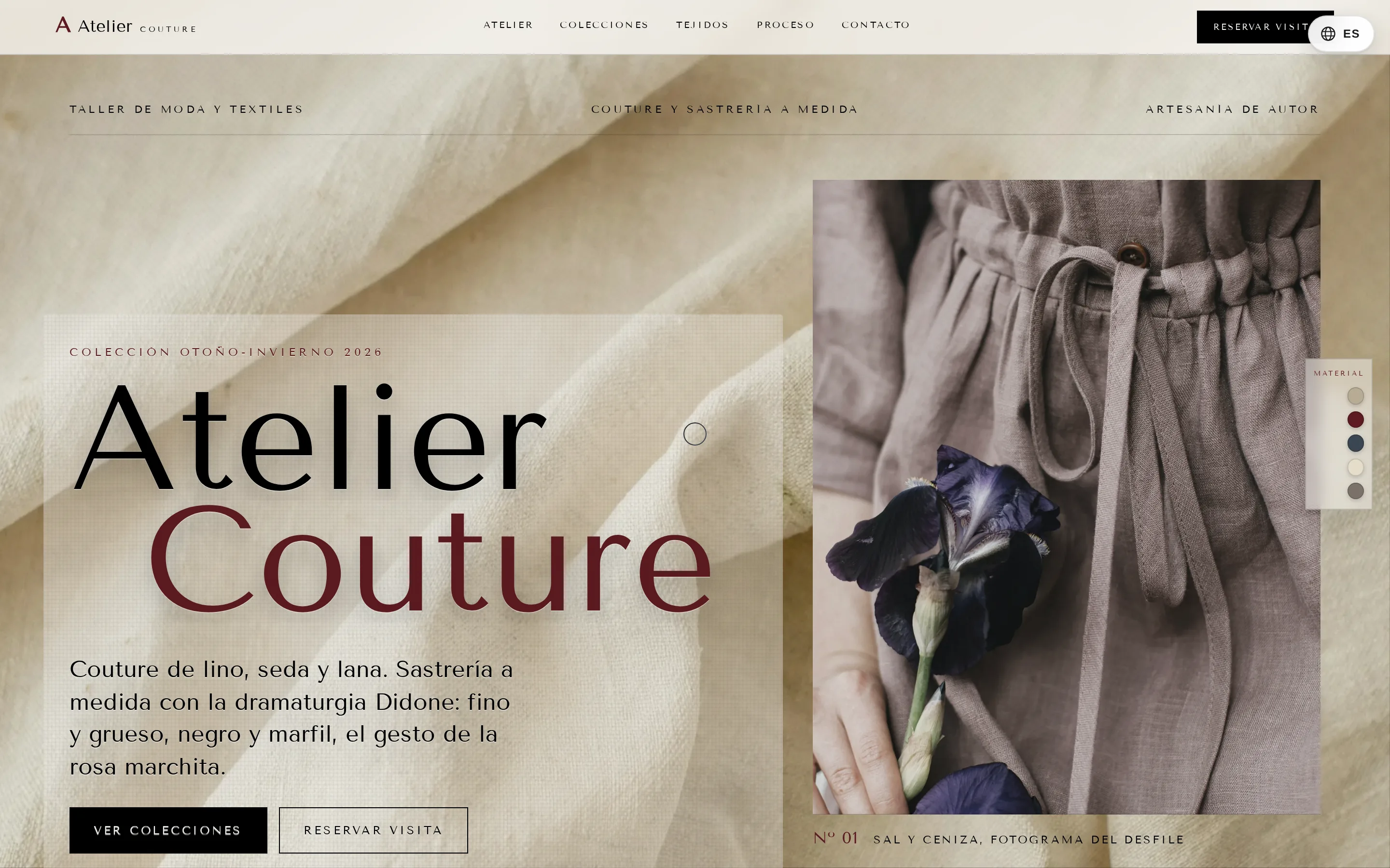 Captura de pantalla de la web Atelier Couture