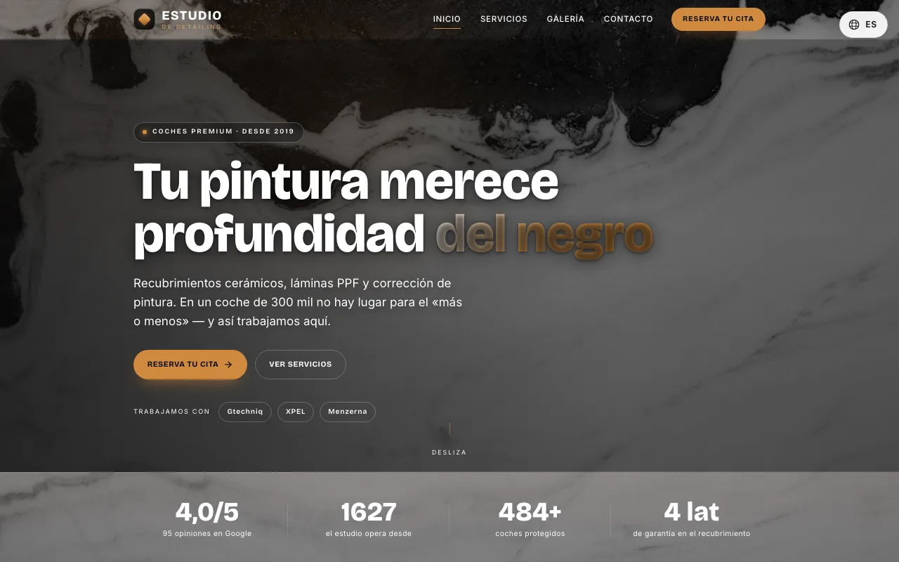 Web Estudio de detailing premium