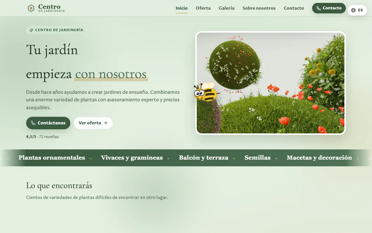 Web de Centro de jardinería