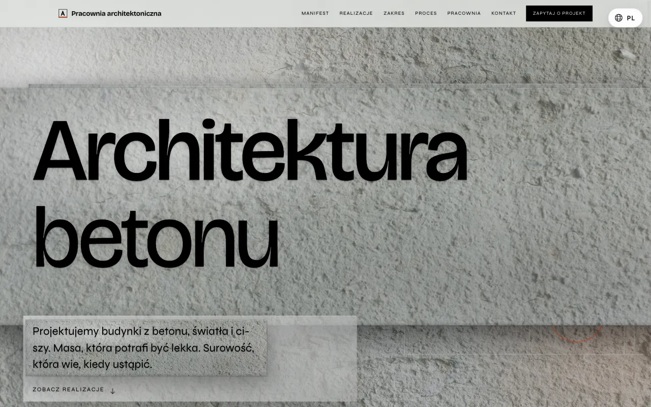 Strona E-Architekt — Kursor jako narzędzie