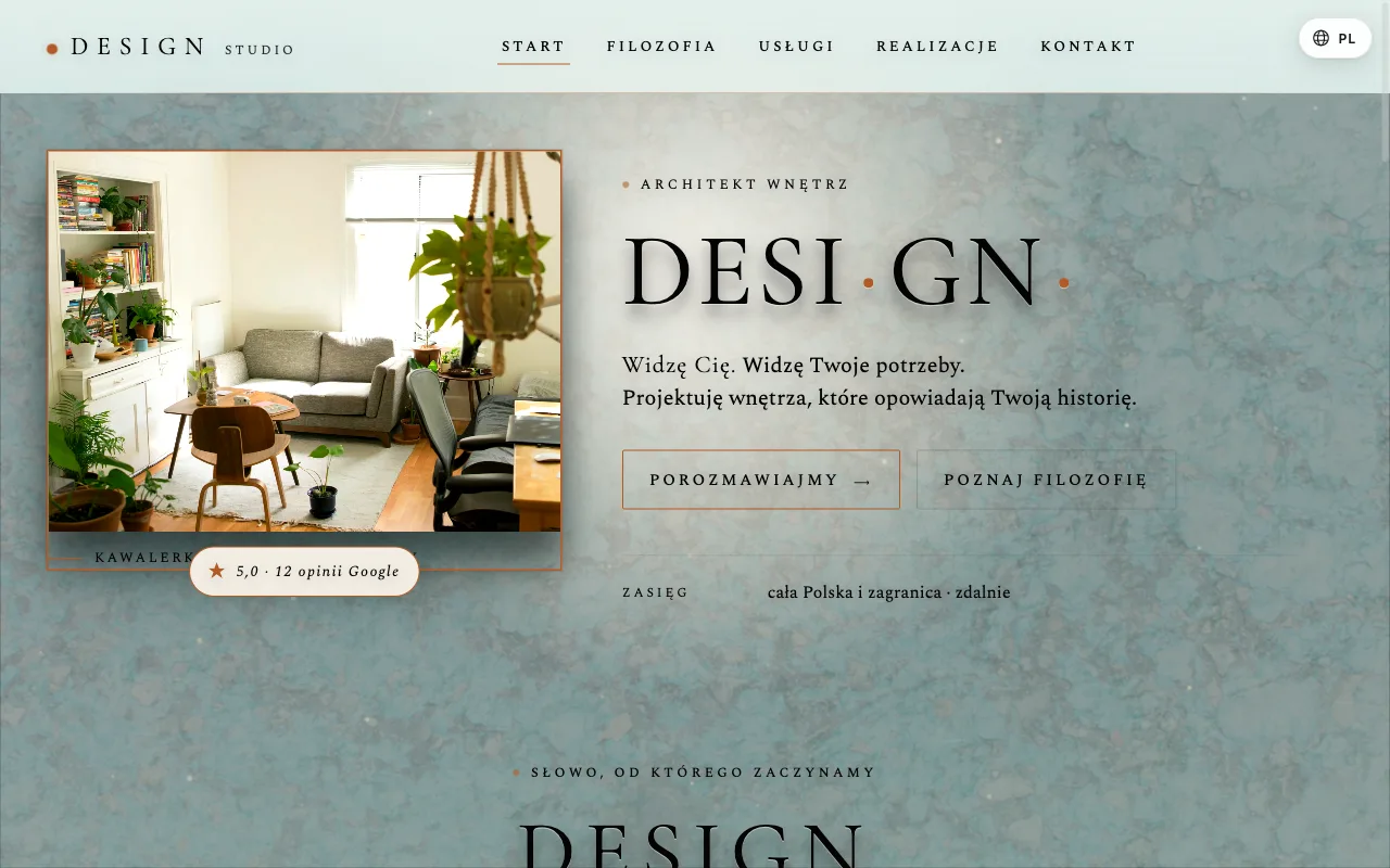 Strona Design — Interaktywny kompas wartości