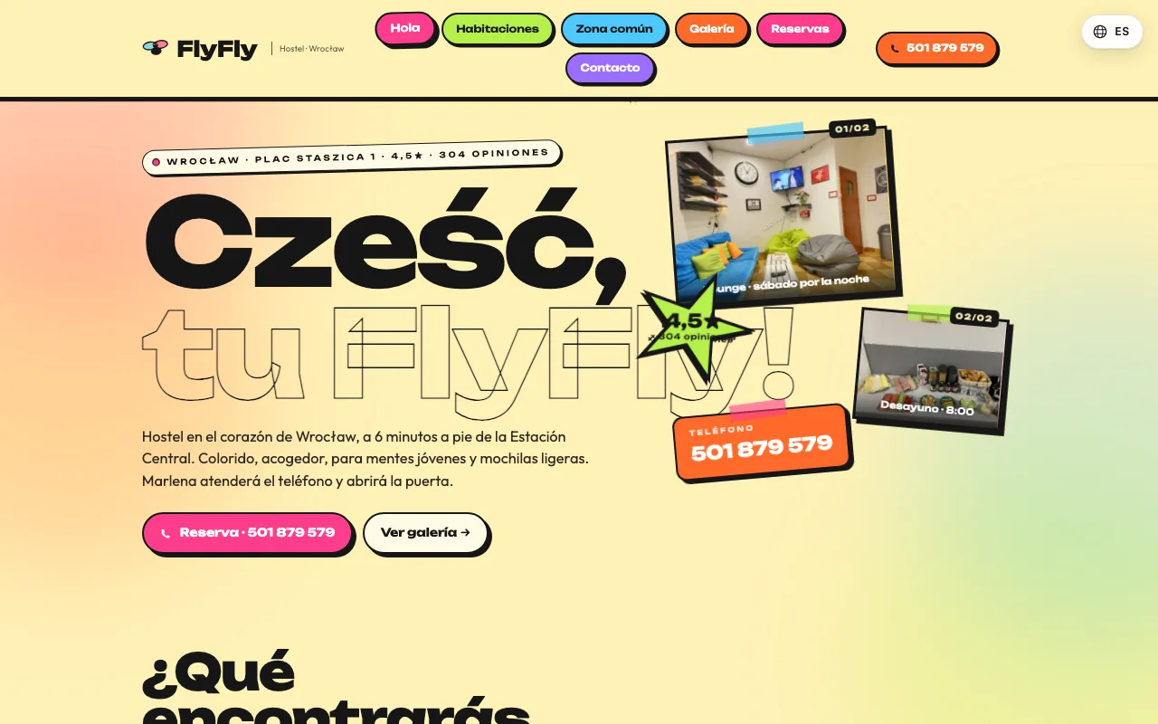 Web de FlyFly Hostel