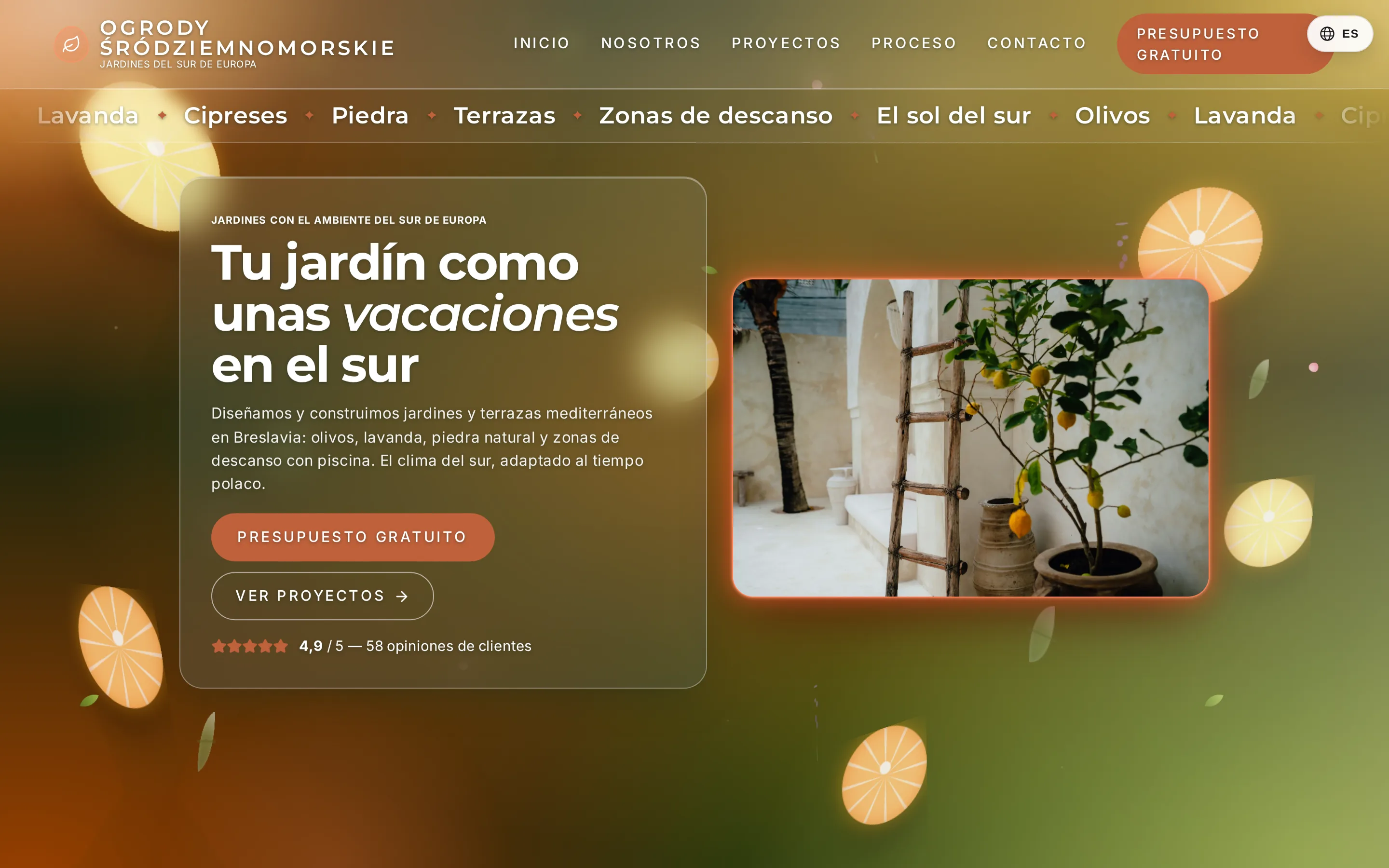 Zrzut ekranu strony Jardines Mediterráneos