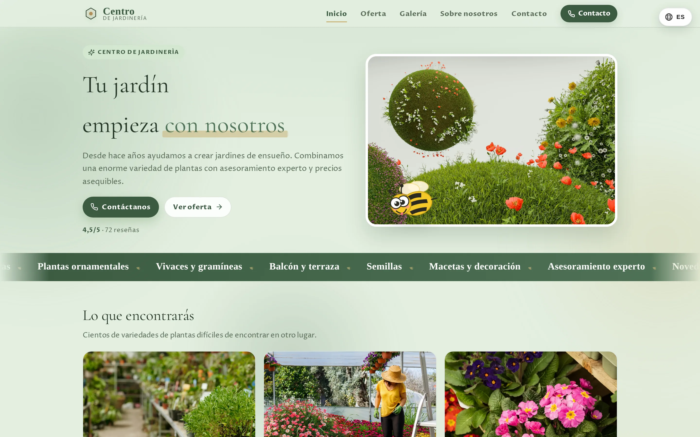 Zrzut ekranu strony Centro de Jardinería